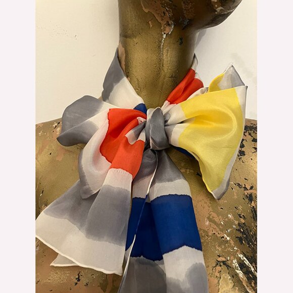 Vintage Silk Scarf by Mindy Hand Painted in Canada Designer Scarves Mindy Gray - Picture 1 of 8